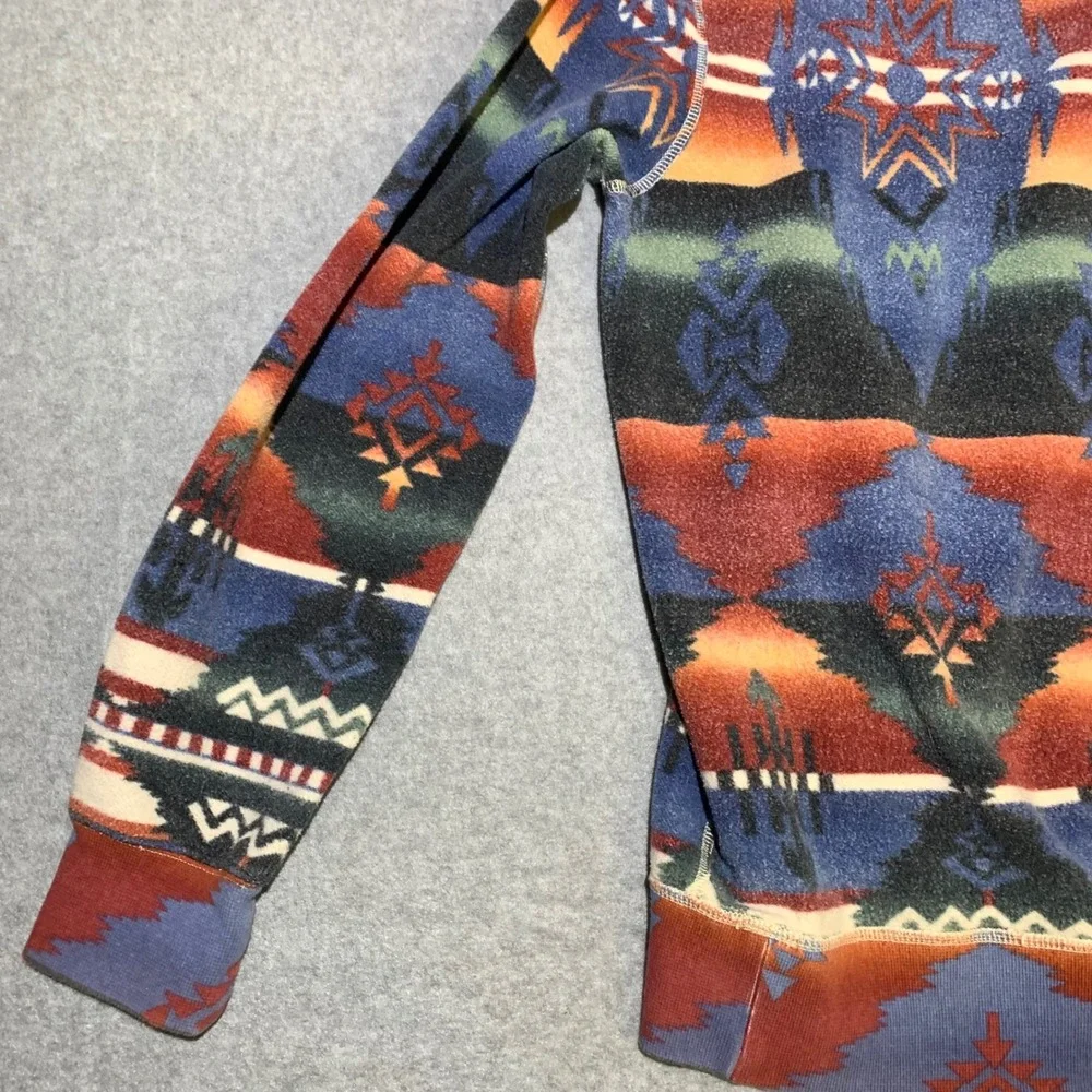 Polo Ralph Lauren‎ Mens M Aztec Fleece Hoodie Southwestern Pattern Blue Orange